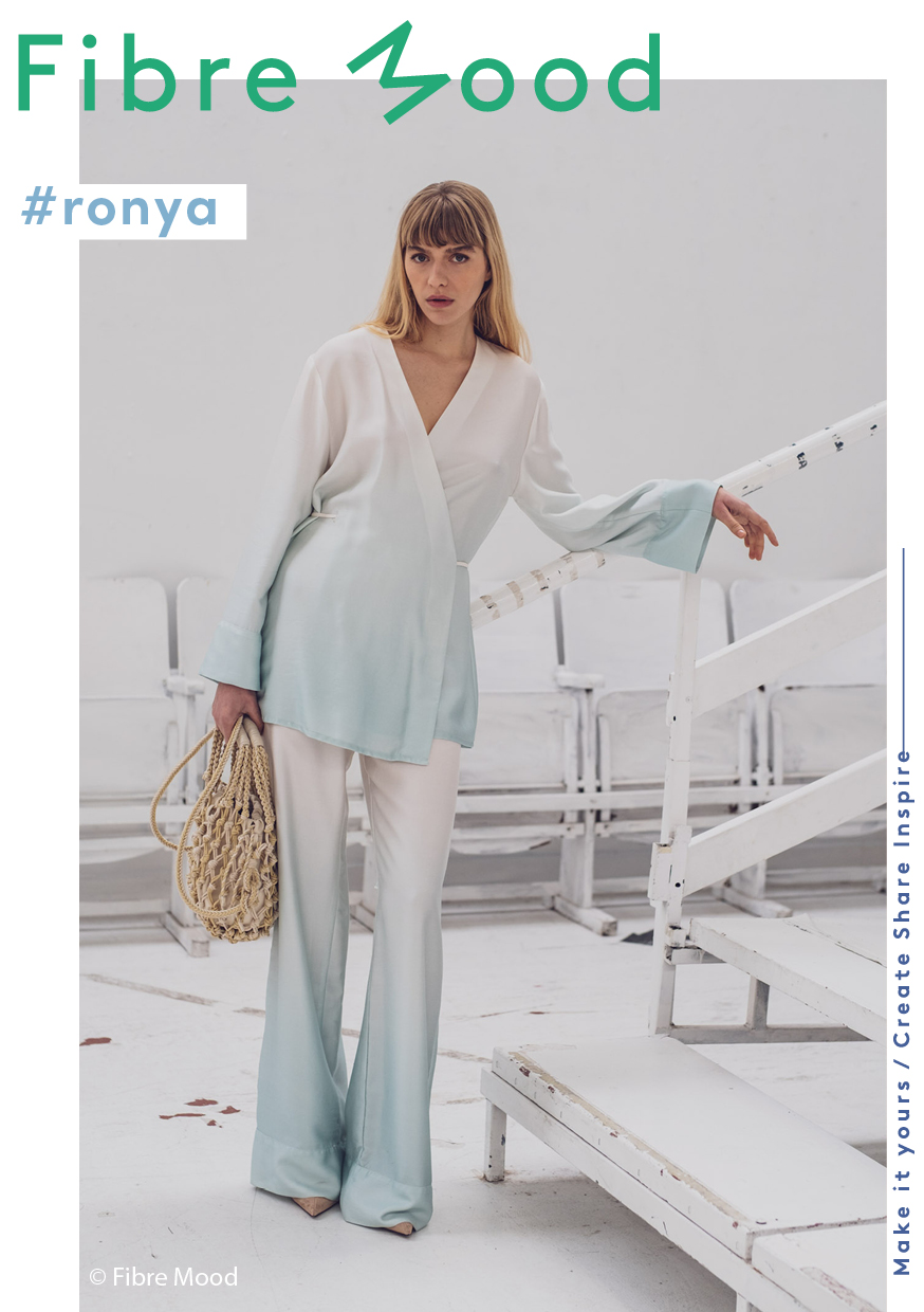 Lyocell gradient turquoise/wit - Fibre Mood